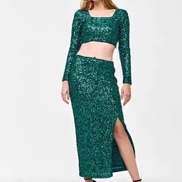 COVER STORY Sequin Pencil Midi Skirt image 3