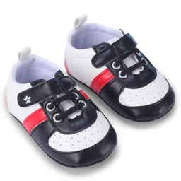 Cute Walk by Babyhug Booties with Velcro Closure & Tape Detailing - Black image 2