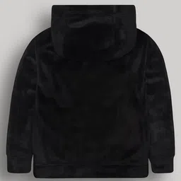 Cherry Crumble By Nitt Hyman Knit Full Sleeves Teddy Bear Patch Detailed Unisex Winter Hoodie - Black image 3