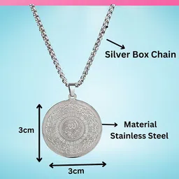 M Men Style Silver-Plated Stainless Steel Engraving Arabic Pendant With Chains image 3
