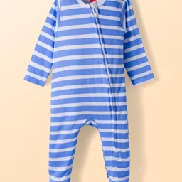 Babyhug Cotton Full Sleeves Sleepsuit With Dinosaur Print And Stripes Pack of 2 - Multicolor image 4