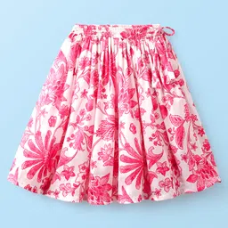 EARTHY TOUCH Chanderi Woven Half Sleeves Choli Lehenga & Dupatta Set With Floral Print - Pink image 4