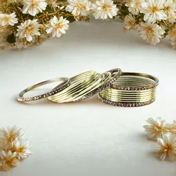 Vidhya Kangan Set Of 16 Gold-Plated Stone-Studded Bangles image 3