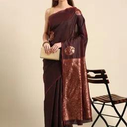 SHANVIKA Ethnic Motifs Zari Art Silk Banarasi Saree image 1