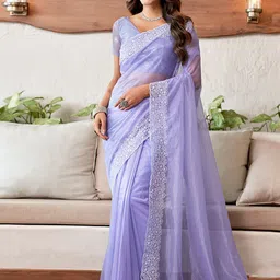 Satrani Floral Embroidered Organza Saree-picture-13