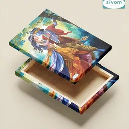 SIVOM Green & Blue Radha Krishna Canvas Religious Wall Art image 5