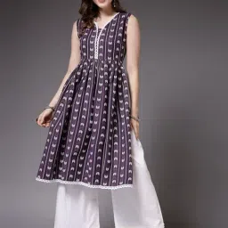 Stylum Purple Woven Pattern Straight Kurta-picture-13