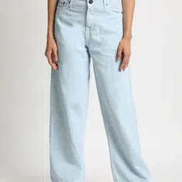 Bene Kleed Sky Blue Cotton Relaxed Fit High Rise Jeans-picture-33