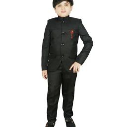 SG Yuvraj Kids Black Solid Coat, Shirt with Pants-picture-4