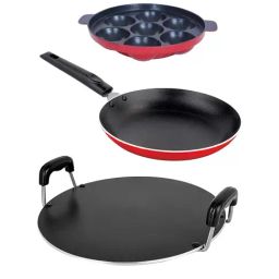 Nirlon Red Aluminium Non-Stick Cookware Essential Set of 3-picture-19