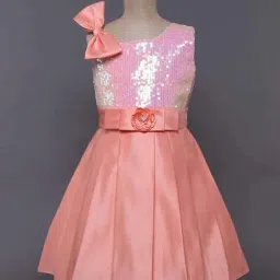 The Magic Wand Kids Pink & Peach Embellished Dress-picture-21