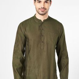 indus route by Pantaloons Men Geometric Chikankari Kurta-picture-8
