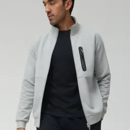 XYXX Light Grey Regular Fit High Neck Sweatshirt-picture-31