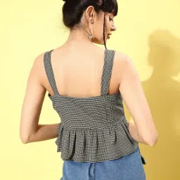 Rare Black Check Peplum Top image 2