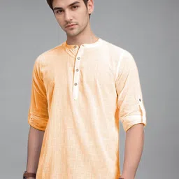 Navkanj Mandarin Collar Roll-Up Sleeves Cotton Straight Kurta-picture-38