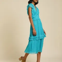 Label Ritu Kumar Blue Midi A-Line Dress image 3