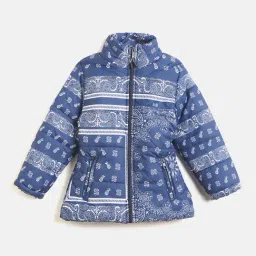 Okane Kids Blue Printed Full Sleeves Jacket-picture-11
