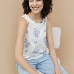Colour Me by Melange White Printed Top-image-25
