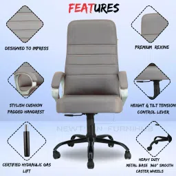 Zidle Leather Office Executive Chair 83.82X66 cm Ergonomic Design Grey & Black for Study & Home Office image 2