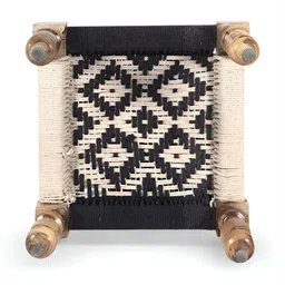 Ikiriya Riaza Sheesham Wood Rope Canning Vintage Square Maachi Stool image 4