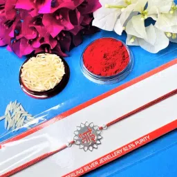 Arte jewels 925 Silver-toned bhai red thread rakhi-picture-29
