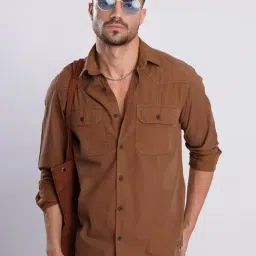 Bene Kleed Rich Brown Cotton Solid Regular Fit Shirt-picture-43