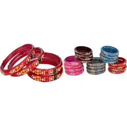 SOMIL Set Of 24 Stone-Studded & Beaded Bangles-picture-42