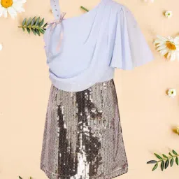 Cutecumber Kids Aqua Blue Embellished Dress-picture-11