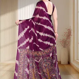 BilloRani Tie and Dye Pure Chiffon Saree With Blouse Piece image 2
