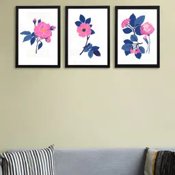 Giftii 3Pcs Pink & Green Floral Printed Wooden Framed Wall Art-image-15