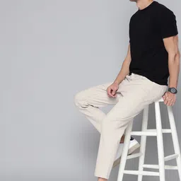 Mast & Harbour Men Beige Carrot Fit Stretchable Jeans image 4