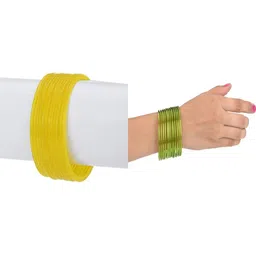 Only Offers Set Of 24 green & yellow glass Bangles-image-95
