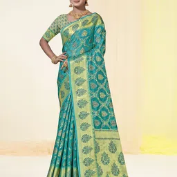Anouk Rustic Ethnic Motifs Woven Design Zari Organza Banarasi Saree-picture-25