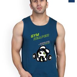 SLOWLORIS Pack Of 2 Graphic Printed Round Neck Sleeveless Cotton Gym Vests-picture-32