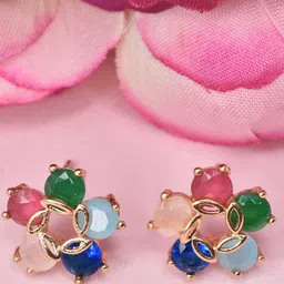 MEIRA JEWELLERY Artificial Stones Studded Floral Shaped Studs-picture-19