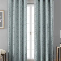 HOMEBREW FURNISHINGS Grey Melange 2 Pieces Geometric Room Darkening Door Curtains-picture-12