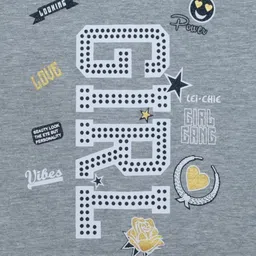 Lei-Chie Girls Typography Printed Extended Sleeves T-shirt image 3