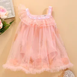 Mark & Mia Sleeveless Party Wear Onesie - Peach-picture-12