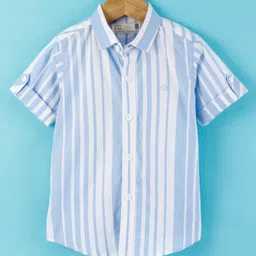 Jash Kids Half Sleeves Striped Shirt - Blue-image-46