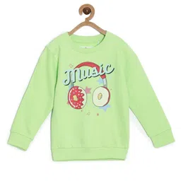 The Mom Store Cotton Full Sleeves Music Text Printed Sweatshirt - Green-picture-28