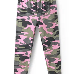 Babyhug Cotton Lycra Knit Full Length Leggings with Camouflage Print -Olive Green-picture-10
