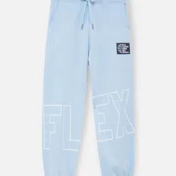 Nap Chief Pure Cotton Knit Flex Text Printed Joggers - Light Blue image 1