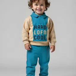 Lofn Kids Printed Polo Collar Pure Cotton Sweatshirt With Joggers-picture-25