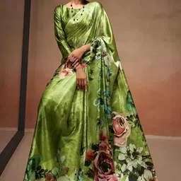 DIVASTRI Floral Printed Satin Designer Saree-image-35