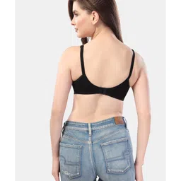 Fabme Cotton Sleeveless Solid Non Padded Maternity Nursing Bra - Black image 3