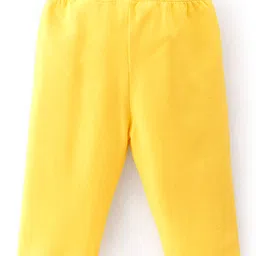 Babyhug Cotton Lycra Three Fourth Length Legging Polka Dot & Floral Print Pack Of 3 - Yellow White & Pink image 3