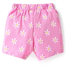 Babyhug Single Jersey Knit Shorts with Tropical Print & Bow Applique Pack of 2 - Pink image 3