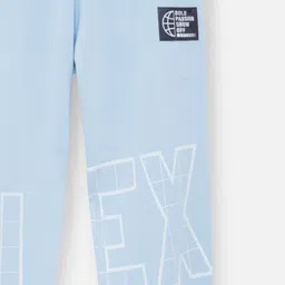 Nap Chief Pure Cotton Knit Flex Text Printed Joggers - Light Blue image 4