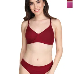 Liigne Pack Of 2 Women Everyday Non Padded Bra Pure Cotton Lingerie Set-picture-40