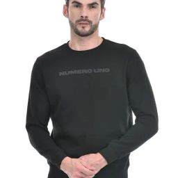 Numero Uno Black Fleece Blend Regular Fit Typographic Sweatshirt-picture-21